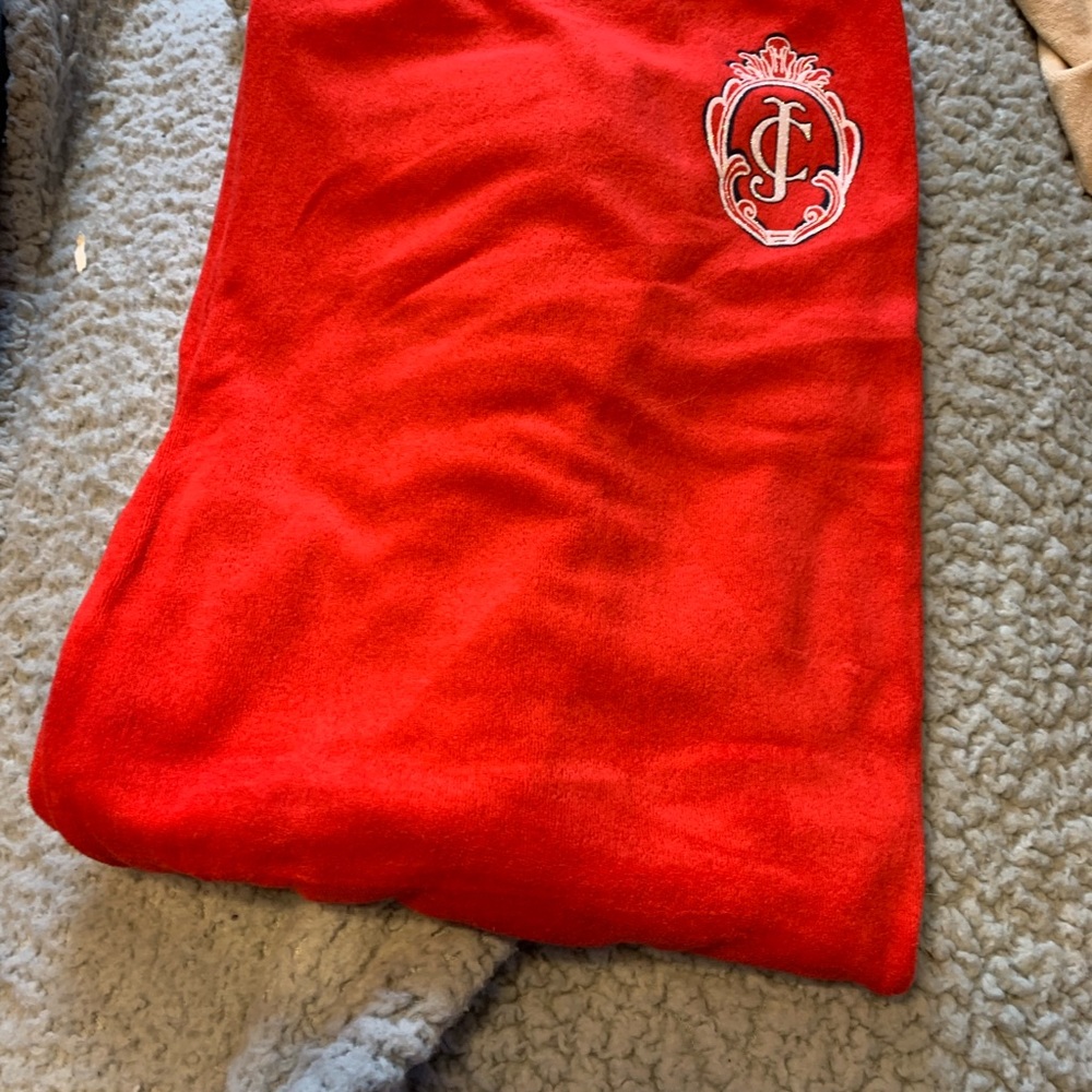 red terry joggers